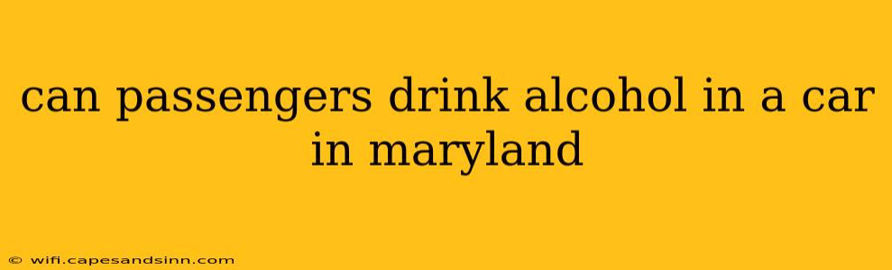 can passengers drink alcohol in a car in maryland