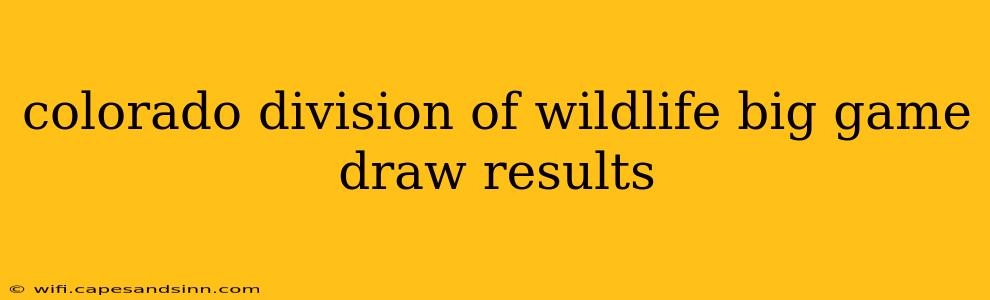 colorado division of wildlife big game draw results