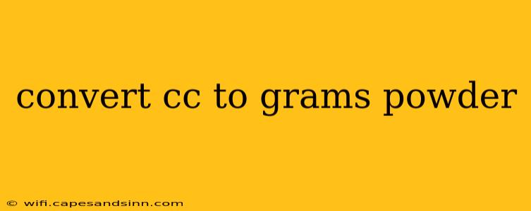 convert cc to grams powder