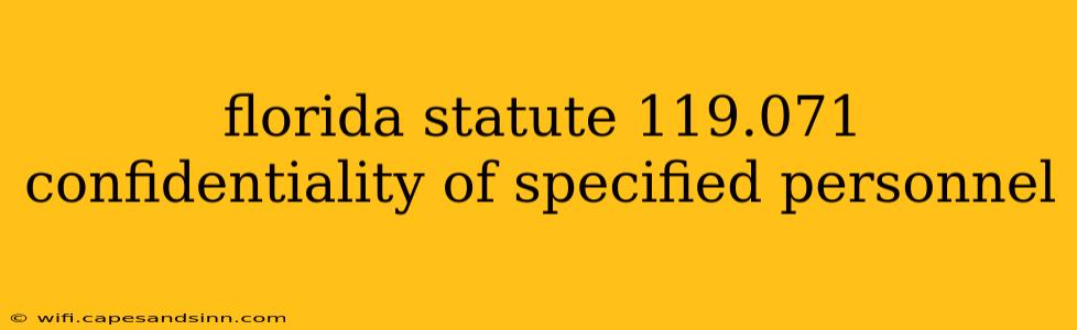 florida statute 119.071 confidentiality of specified personnel