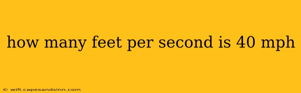 how many feet per second is 40 mph