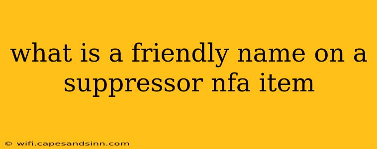 what is a friendly name on a suppressor nfa item